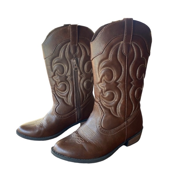 Cat & Jack Other - Cat & Jack Kids Montana Zipper Cowboy Boots, Brown, GC, girls size 13